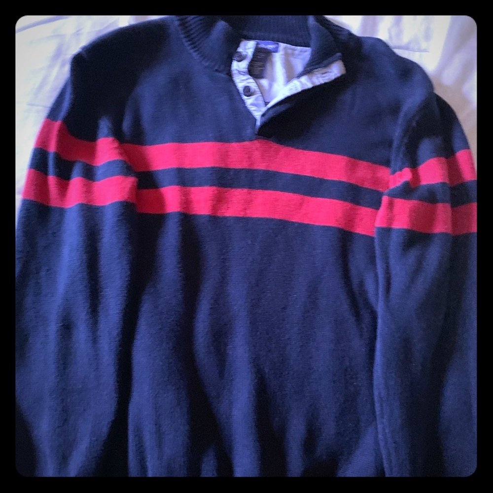 Teen long sleeves blue sweater with red stripes
